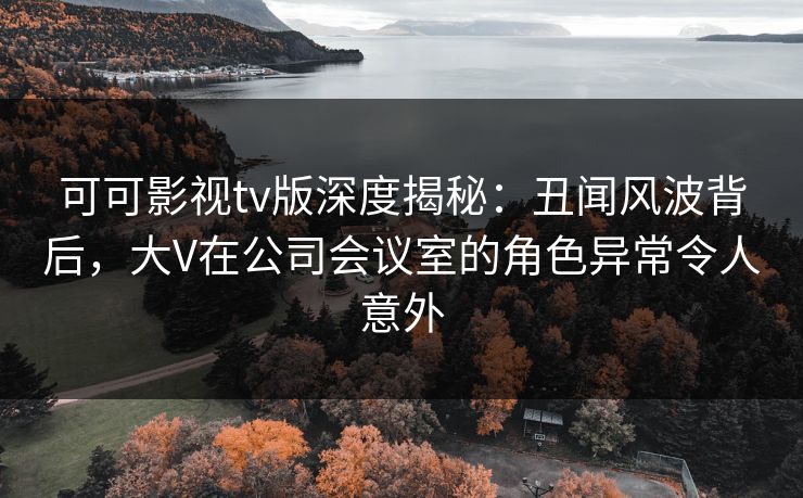 可可影视tv版深度揭秘：丑闻风波背后，大V在公司会议室的角色异常令人意外