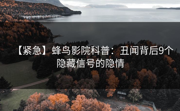 【紧急】蜂鸟影院科普：丑闻背后9个隐藏信号的隐情