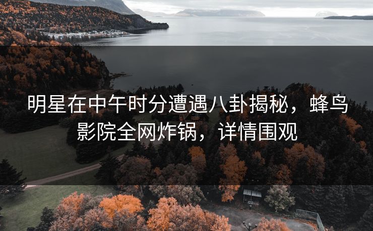 明星在中午时分遭遇八卦揭秘，蜂鸟影院全网炸锅，详情围观