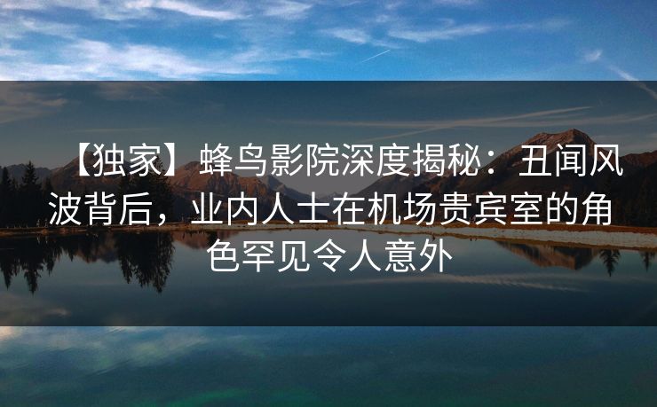 【独家】蜂鸟影院深度揭秘：丑闻风波背后，业内人士在机场贵宾室的角色罕见令人意外
