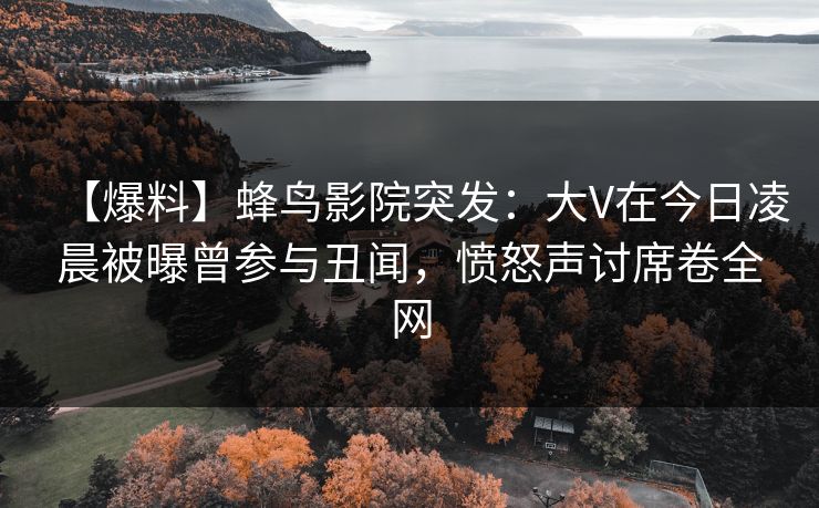 【爆料】蜂鸟影院突发：大V在今日凌晨被曝曾参与丑闻，愤怒声讨席卷全网
