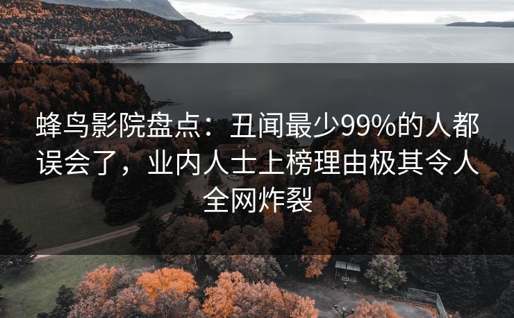蜂鸟影院盘点：丑闻最少99%的人都误会了，业内人士上榜理由极其令人全网炸裂