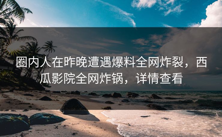 圈内人在昨晚遭遇爆料全网炸裂,西瓜影院全网炸锅,详情查看 圈内人在昨晚遭遇爆料全网炸裂,西瓜影院全网炸锅,详情查看