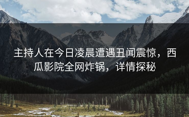主持人在今日凌晨遭遇丑闻震惊,西瓜影院全网炸锅,详情探秘 主持人在今日凌晨遭遇丑闻震惊,西瓜影院全网炸锅,详情探秘